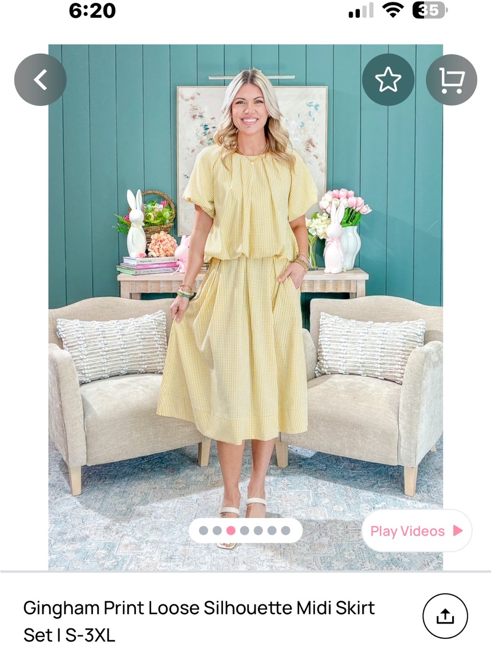 Gingham set yellow size 1x